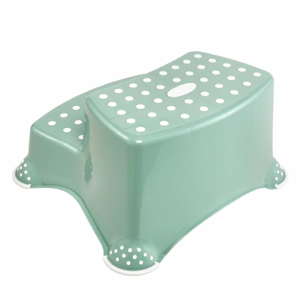 Keepper Taburete de dos escalones Funny Farm Antideslizante Verde Nordic