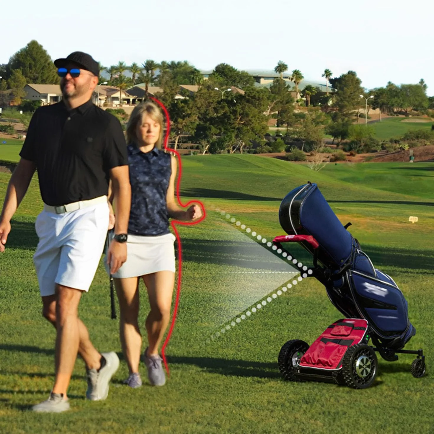 Carrito de Golf Eléctrico Robótico Inteligente con Control Remoto, Seguimiento Automático y Batería de 27 Hoyos