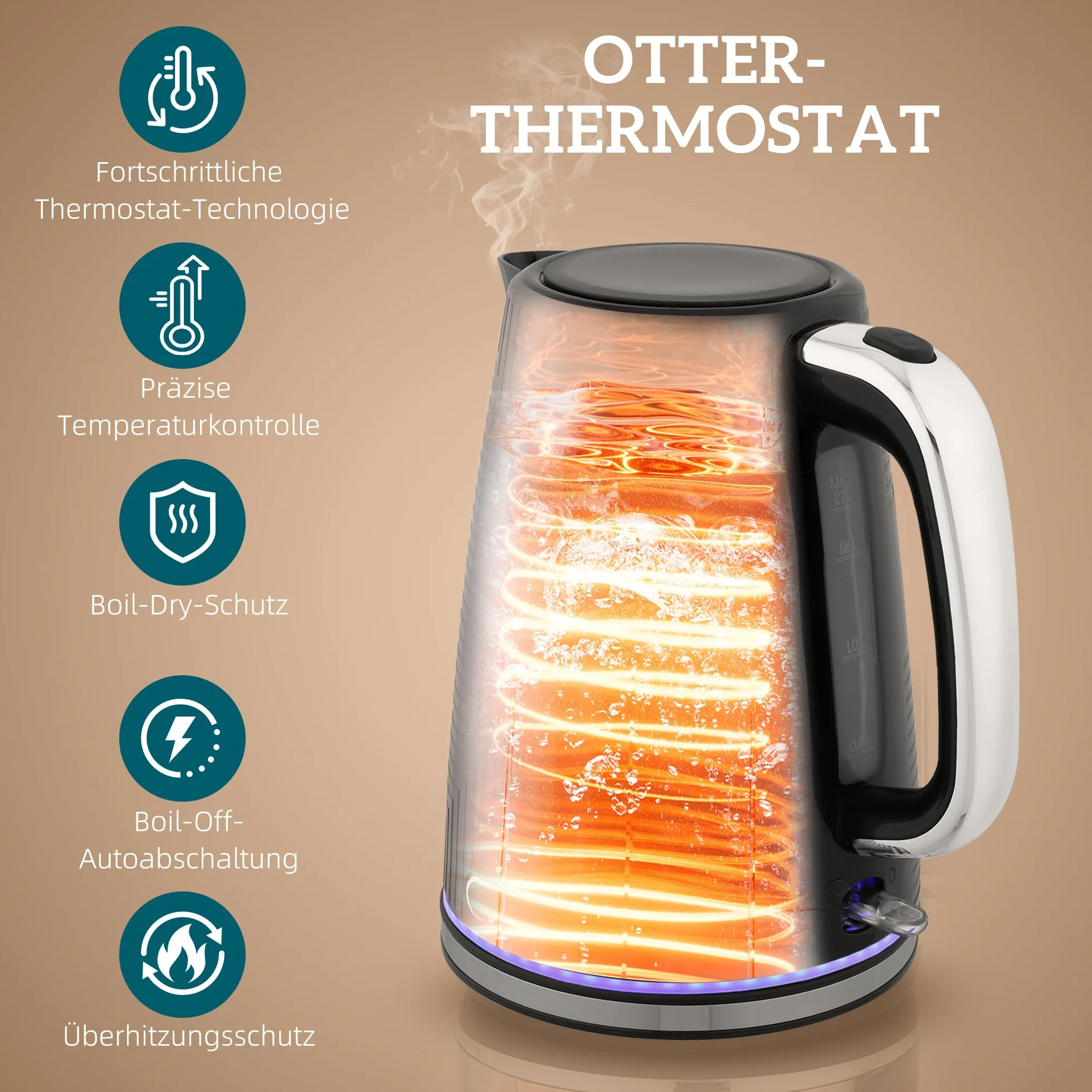 HOMCOM Set Tostador Hervidor Acero Inoxidable 1.7L Tostador 2 Discos 2200W Set Desayuno con Termostato Otter, 7 Niveles de Dorado, Descongelar, Recalentar, Bandeja recogemigas, Filtro antical Negro