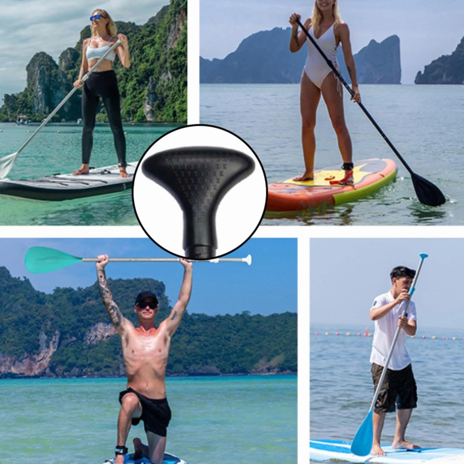 Generisch Mango para tabla de surf, mango en T, parches de agarre de correa, mango de remo de pie, mango antideslizante de PE-T para tabla de remo de pie, barcos de pesca, agua