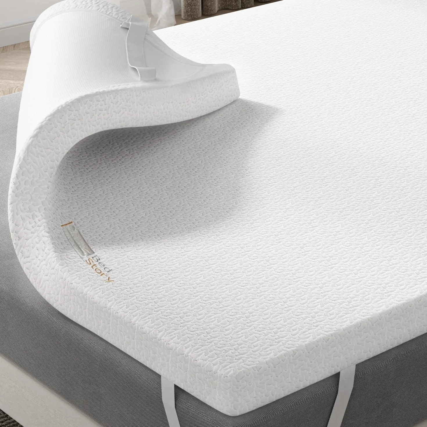 BedStory 6CM Topper 135x190, Topper Viscoelastico para Colchón con Infusión Gel Refrescante, Cubrecolchón de Espuma con Memoria, Sobrecolchón Extraíble y Lavable