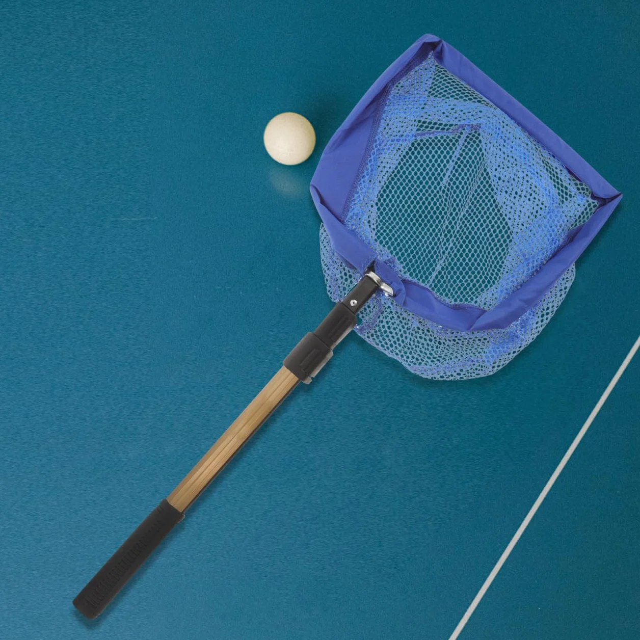 Ciieeo Recogedor de Balones de Ping Pong Portátil Mango Telescópico, Red Plegable Azul para Tenis de Mesa