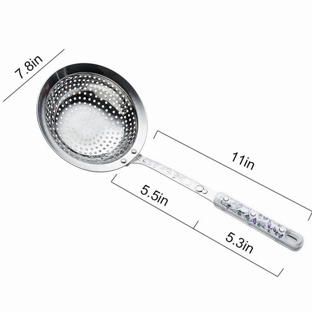 Colador De Malla Fina De Acero Inoxidable, Espumadera De Cocina con Mango De Flor, Colador para Pasta, Olla Caliente, Herramienta De Cocina, Embudo,A