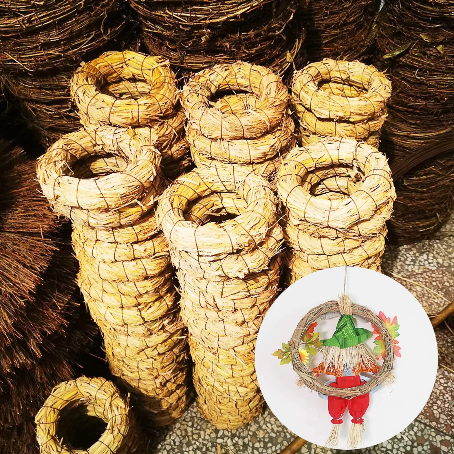 Ltsbead Corona de Paja para Puerta Corona de Paja Natural Coronas de Paja en Decoración para Colgante de Adorno para Puerta Pared (Ø 15 cm/2.5 cm Ø 20 cm/3 cm Ø 25 cm/3.5 cm Ø 30cm/3.5 cm) 4 Piezas