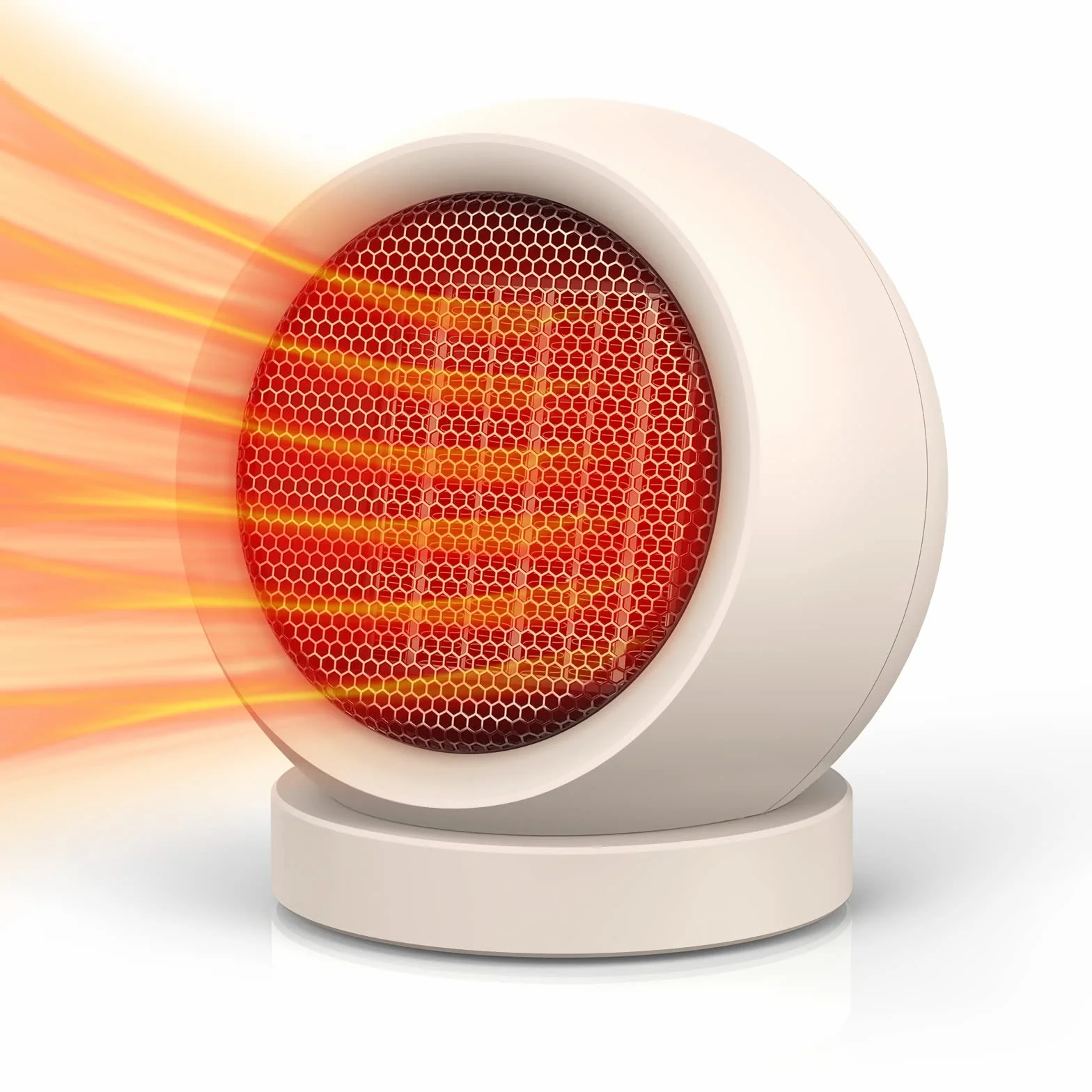 Coolfor Calentador de espacio, PTC Cerámica/Portátil Calentador de Escritorio Eléctrico con Termostato Ventilador de Alta Salida para Hogar, Dormitorio, Oficina Escritorio Uso Interior (Marrón Claro)