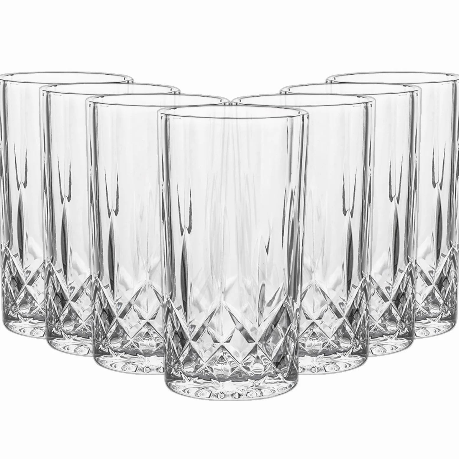 Juego de 12 vasos altos Highball, vasos altos de cristal de 300 ml, vaso transparente Hi Ball perfecto para agua, cócteles, jugo