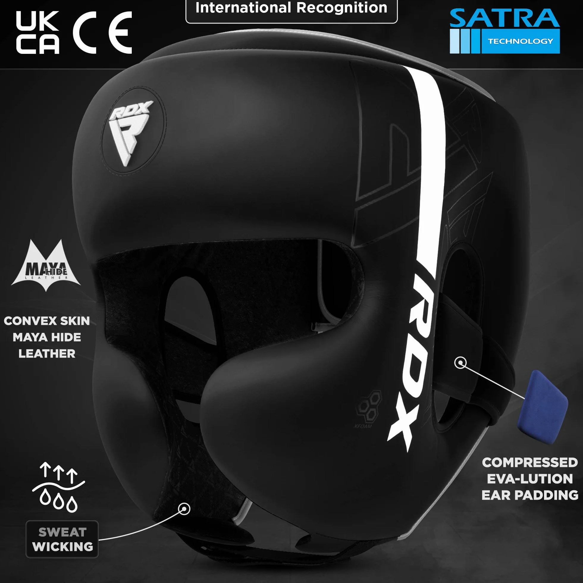 RDX Cascos Boxeo Helmet MMA Maya Hide Cuero Kara Head Guard para Entrenamiento Muay Thai