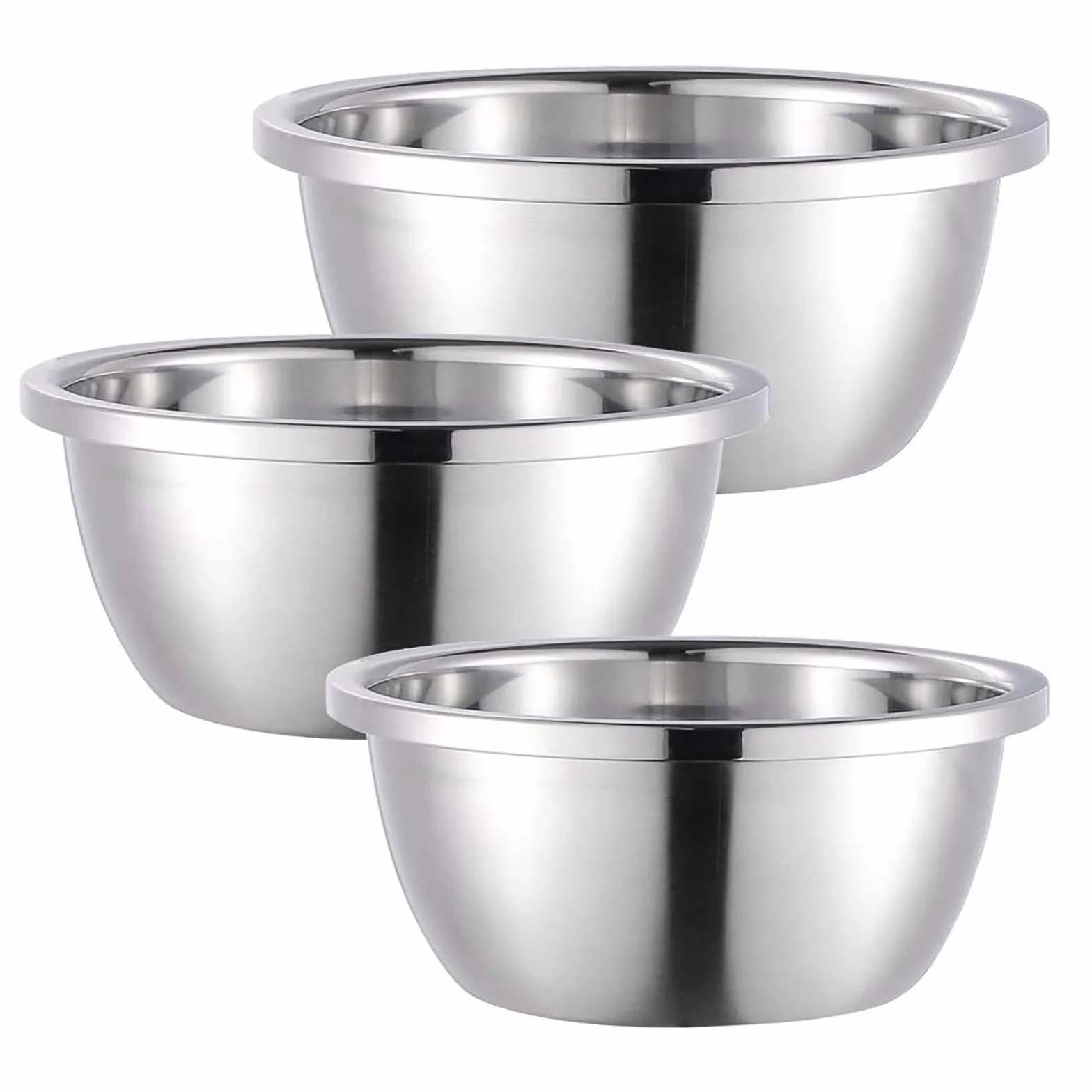 Vajilla Cuencos para Mezclar, Juego de 3 Ensaladeras de Acero Inoxidable, Cuencos Anidados de Metal para Cocina para Mezclar, Batir y Almacenar Alimentos - sin Tapa26cm-