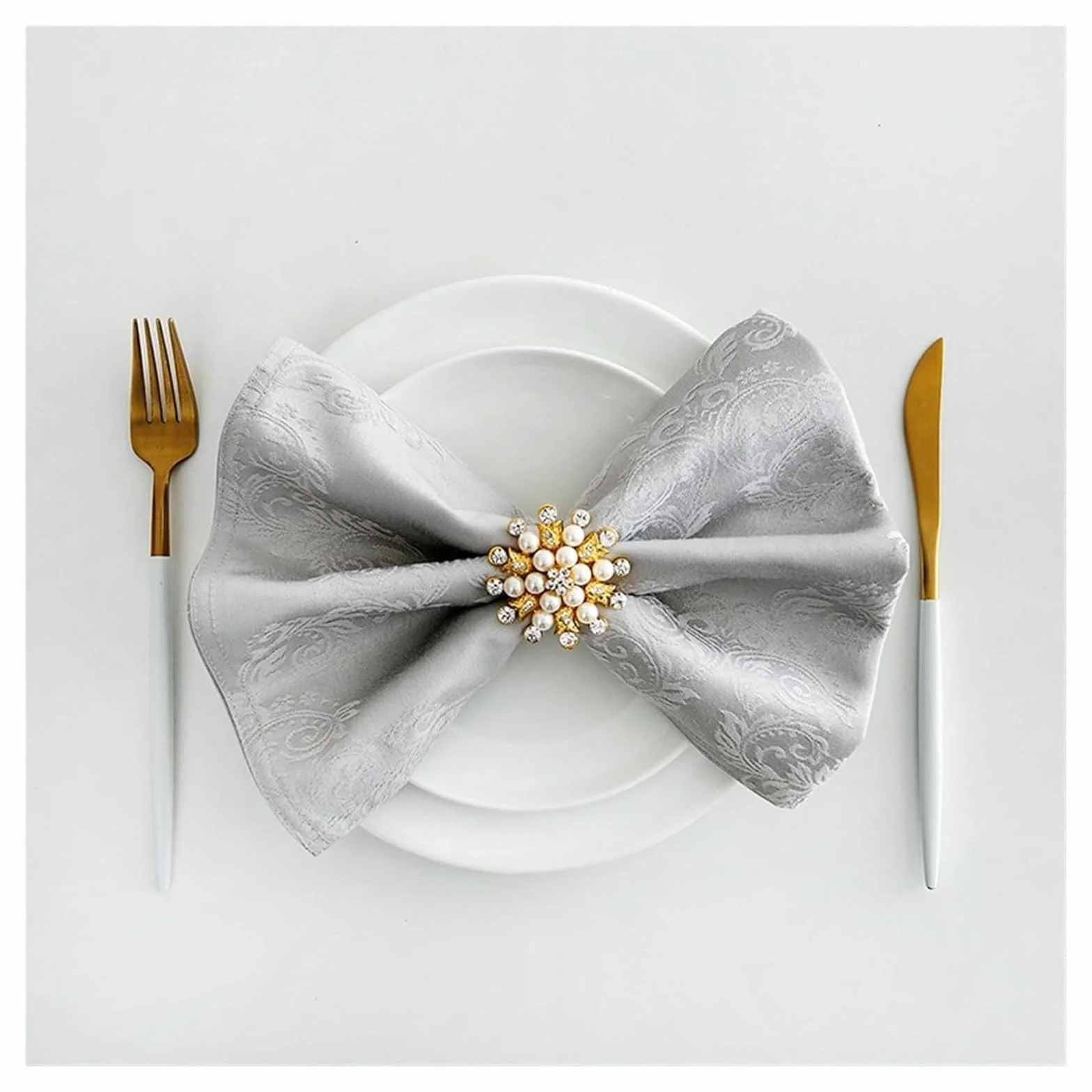 Napoles de Tela de poliéster, Servilletas de Mesa 6 Piezas Jacquard Multicolor Lavable cumpleaños decoración Fiesta Boda(Grey3)