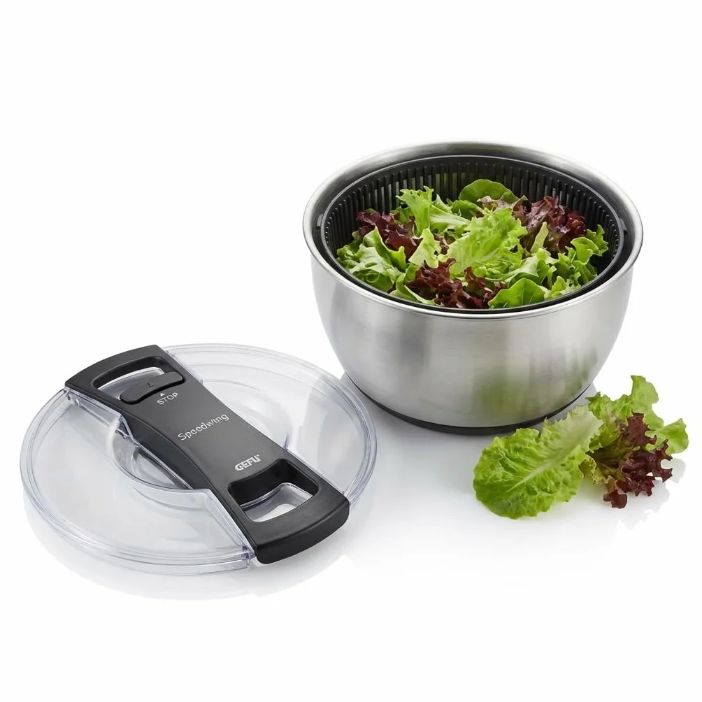 Gefu Speed Wing 28160 - Centrifugadora de ensalada en recipiente de acero inoxidable
