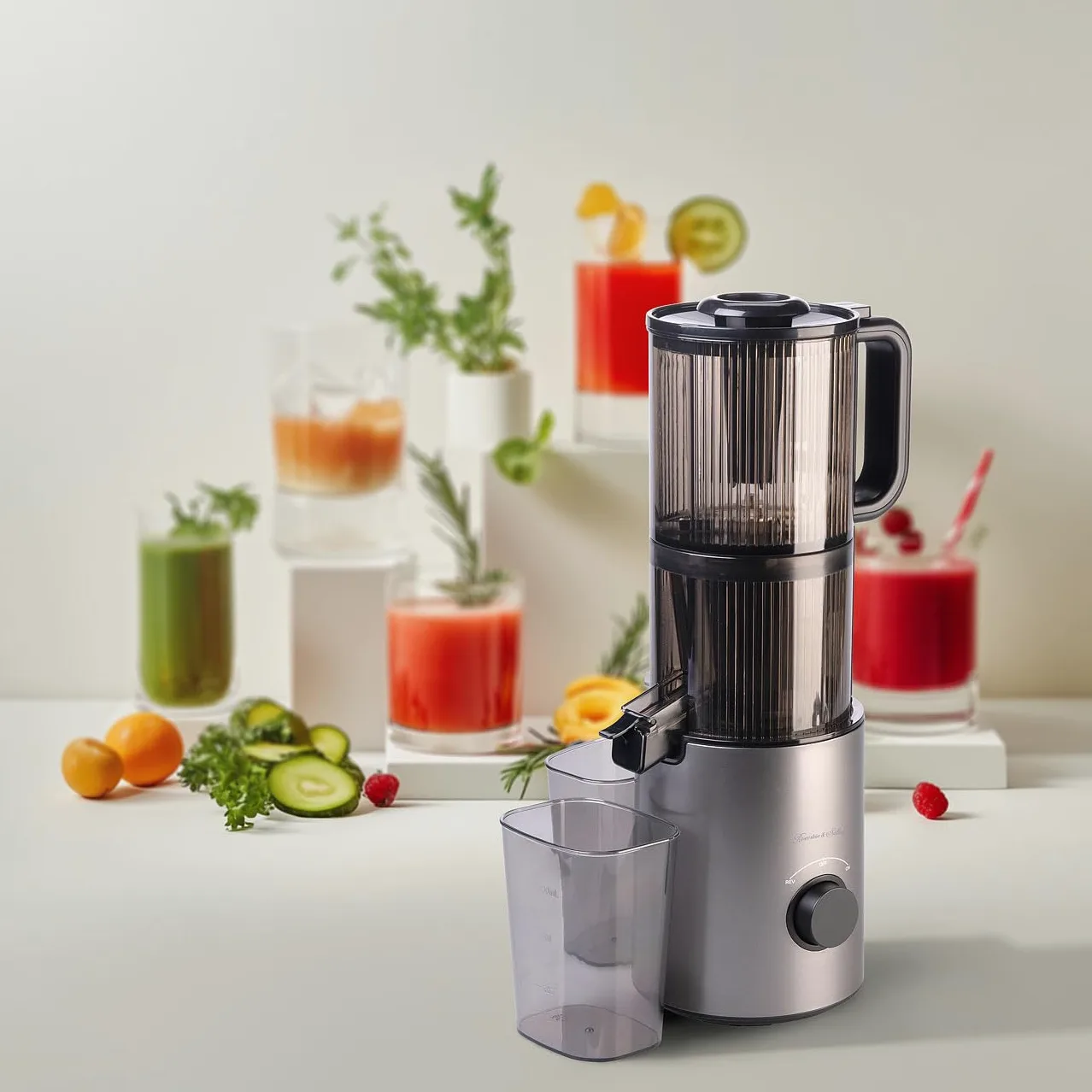 Rosenstein & Söhne Extractor de zumo lento eléctrico 200 W 800 ml con marcha atrás