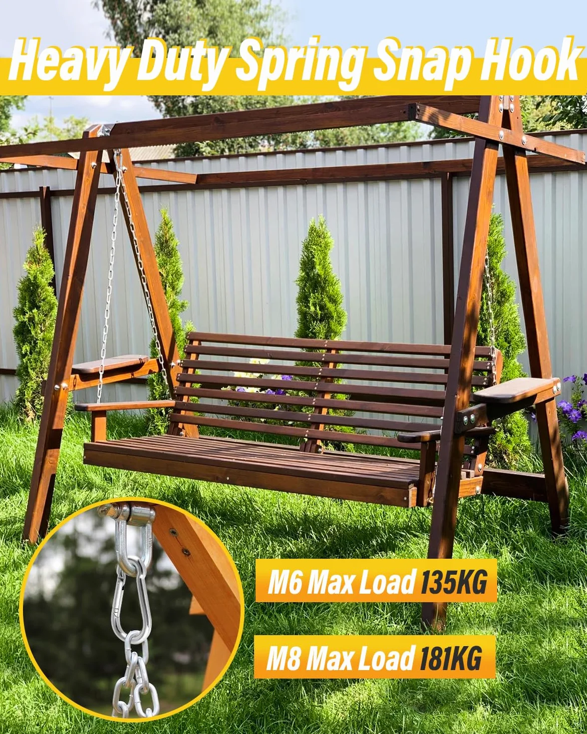 Mosquetones Caianwin M8*80mm DIN 5299C acero galvanizado capacidad 181kg