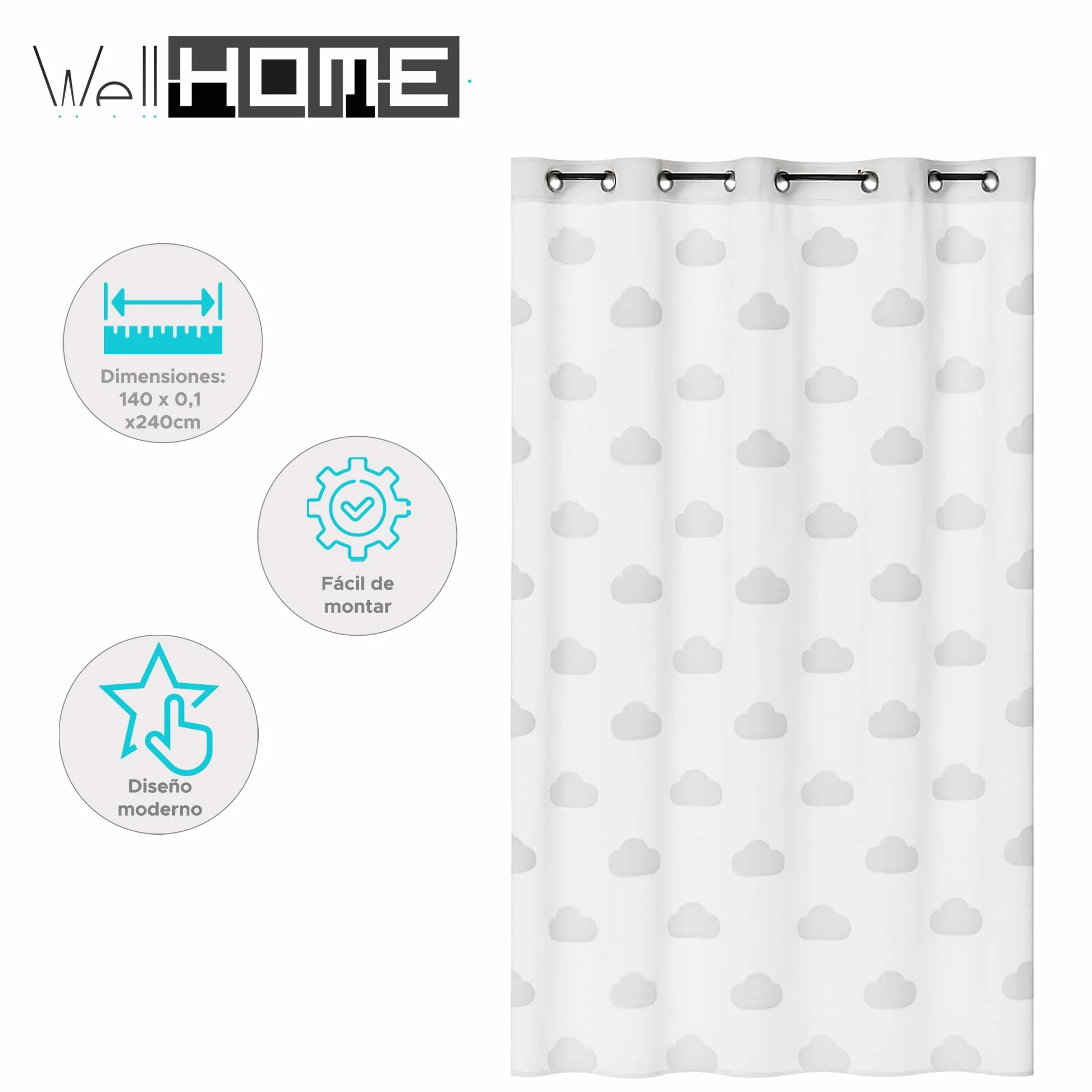 Well Home Cortina Infantil Nuage Blanca 140x240cm