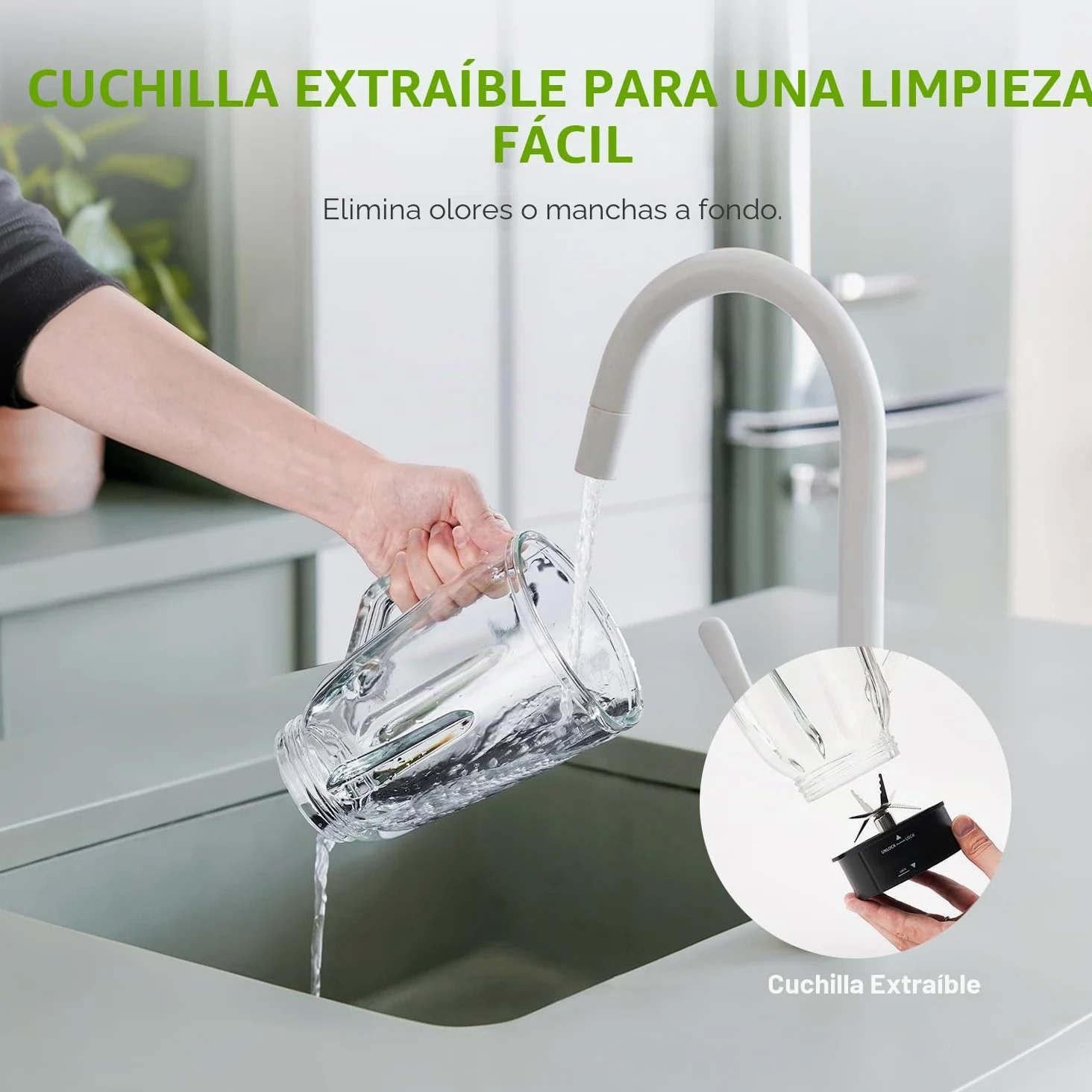 GDOR Batidora de Vaso 1200 W Cristal 1,5 L+ Botella Portátil Licuadora Porfesional, 3 Velocidades, 6 Cuchillas + 4 Cuchillas de Acero Inoxidable para Batidos, Zumos de Frutas, Pilar de Hielo