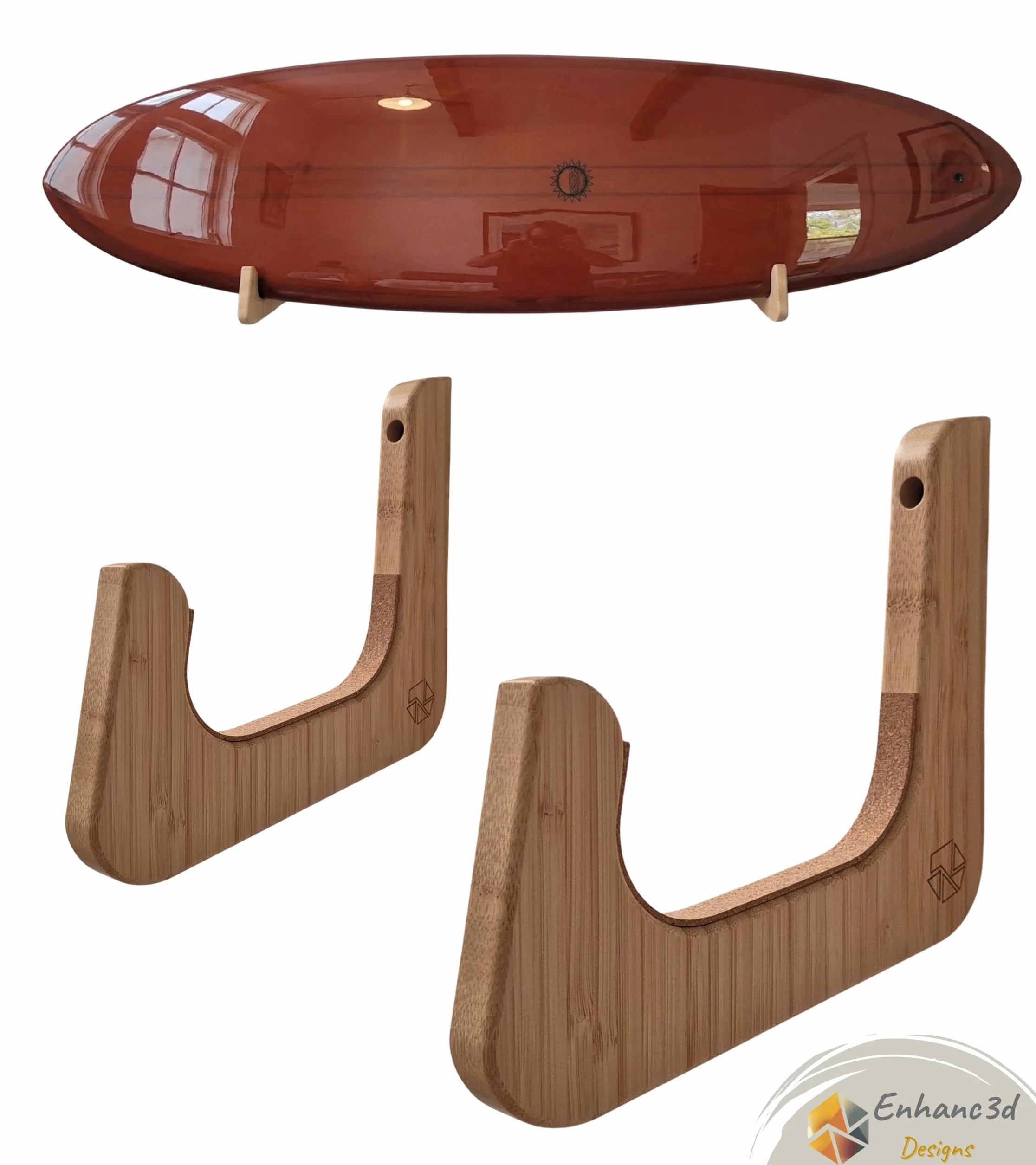 Soporte para Tabla de Surf de Pared y Paddle Surf Horizontal - Colgador de Madera