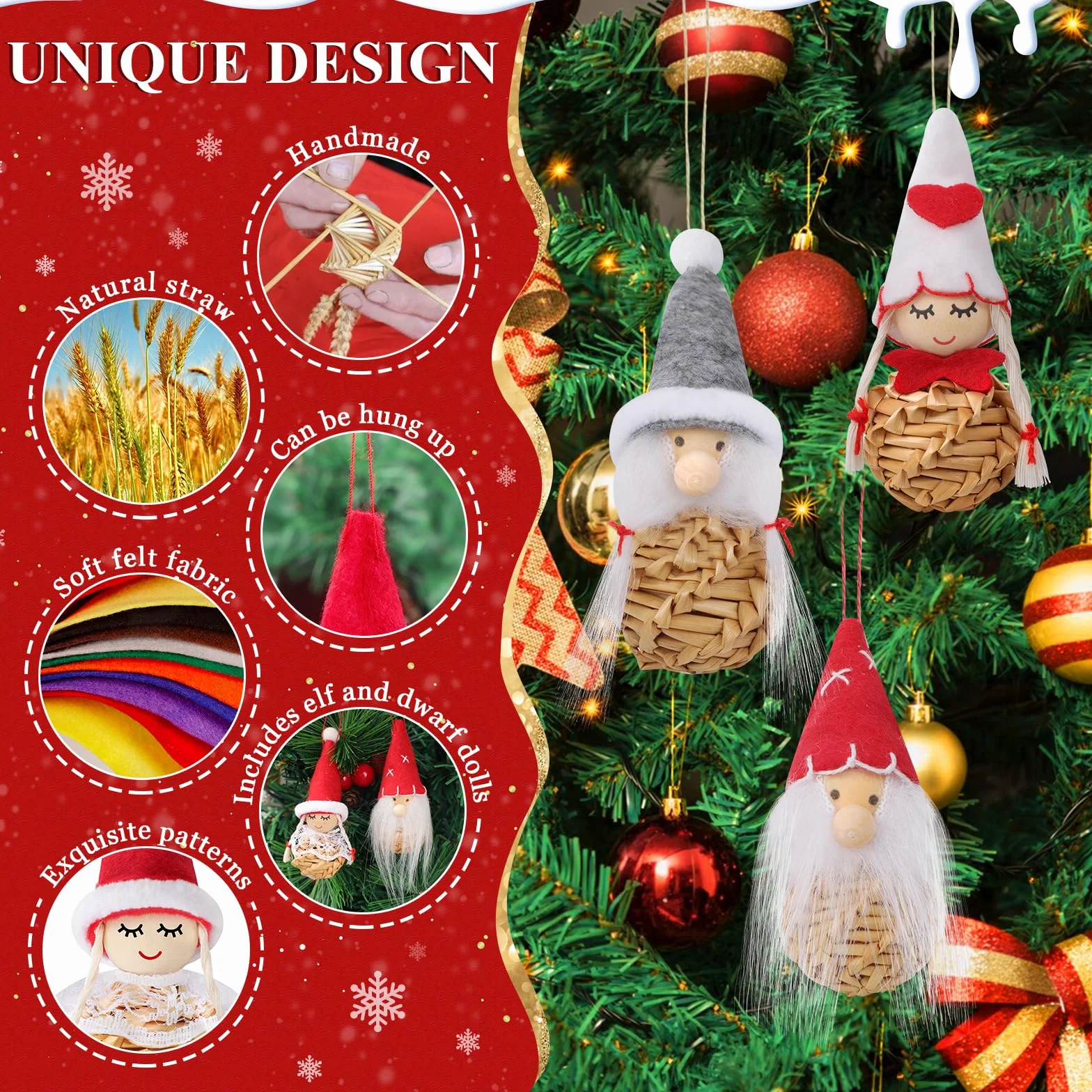 Decoracion Navidad Arbol, Gnomo Adornos Navidad Decoración Originales 2026, 12 Piezas Angeles Figuras Christmas Tree Decorations, Enfeites Decoração de Natal, Detalles Navideños para Regalar