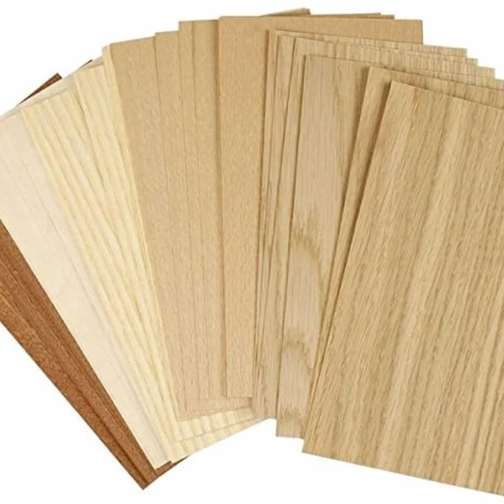 Madera fina, hoja 22x12 cm, grosor 0,5-0,7 mm, haya, roble, caoba, 30hojas surtidas