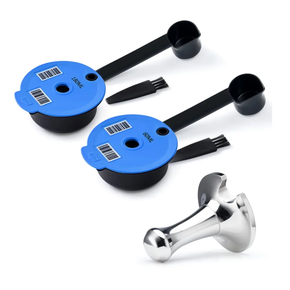 Discos de café Tas simo reutilizables de 60+180 ml, cápsulas recargables Tas simo para cafetera Bosch, discos reutilizables de café BENFUCHEN con una herramienta de llenado de café espresso de