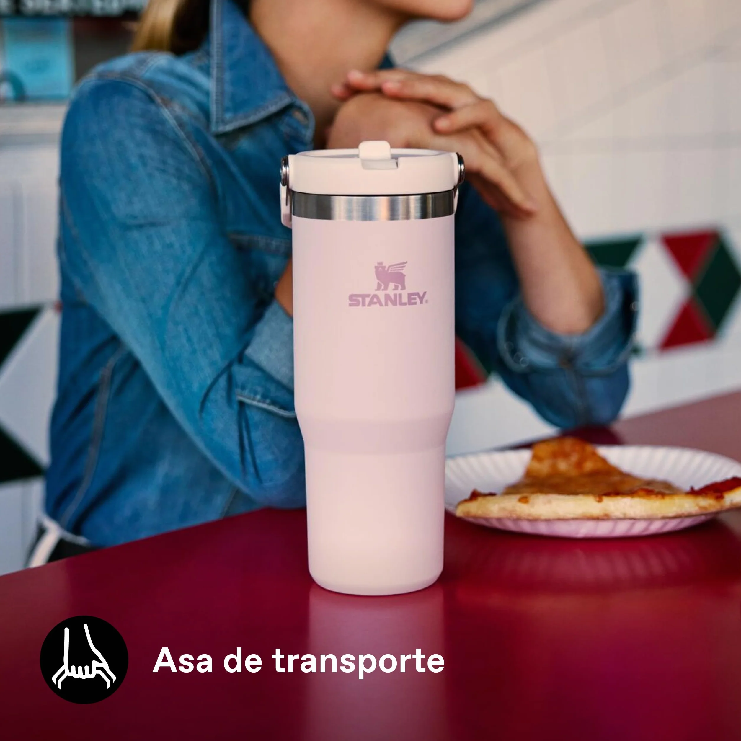 Stanley Flip Straw Tumbler 1.0 Botella Agua 0.89L Acero Inoxidable Sin BPA Conserva Frío 12 Horas Rose Quartz