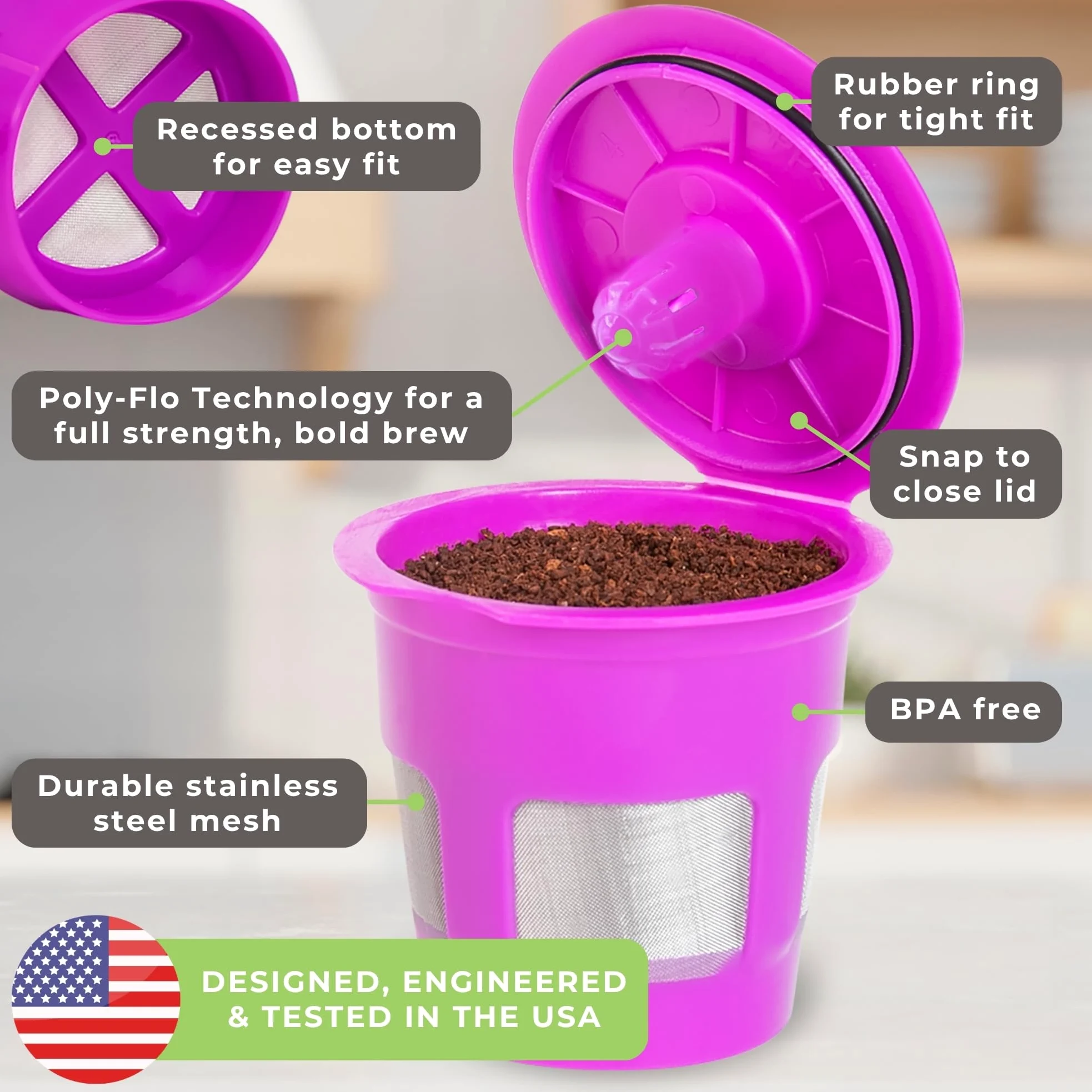 Perfect Pod - Paquete ahorro de cápsulas para rellenar café, con filtro reutilizables cafetera K Cup y pala compatibles cafeteras una sola taza Keurig K-Duo, K-Mini, 1.0, 2.0, serie Select