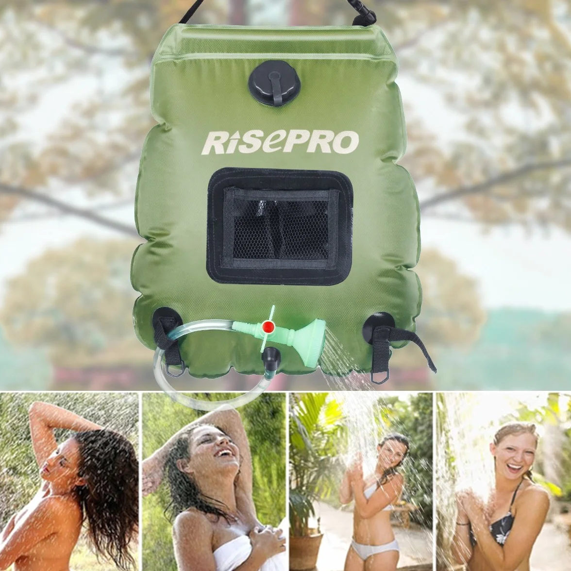 Bolsa Solar de Ducha 5 galones 20 l para Acampar con Agua Caliente 45 °C