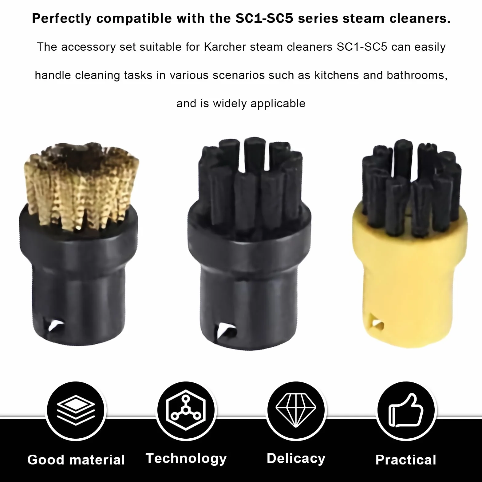 10 piezas accesorios para limpiador de vapor Kärcher SC1 SC2 SC3 SC4 SC5: juego de accesorios para limpiador de vapor Kärcher SC1-SC5, piezas de repuesto con boquilla alargadora, boquilla