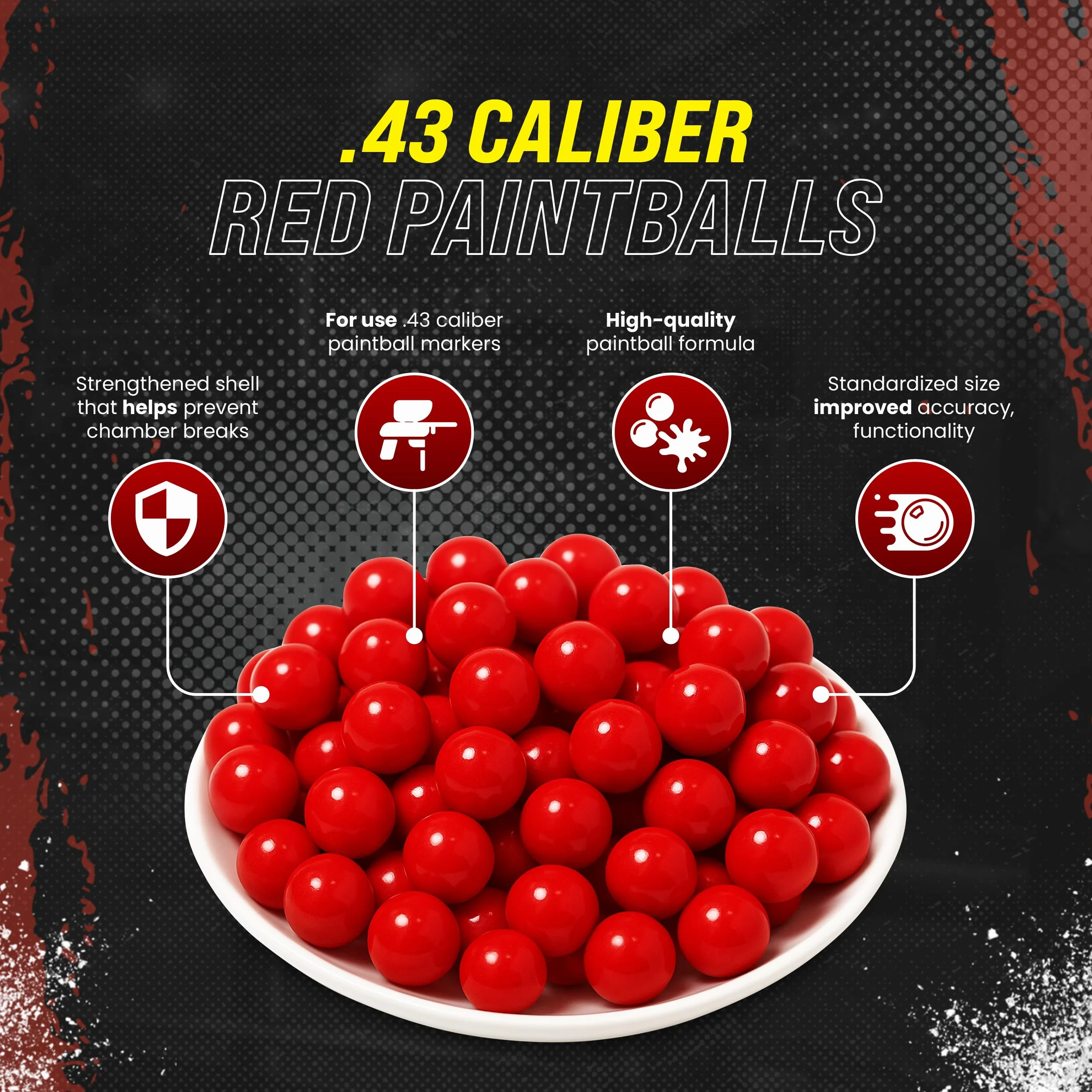 Pelotas de paintball Umarex T4E calibre 43 rojo sangre lote 500