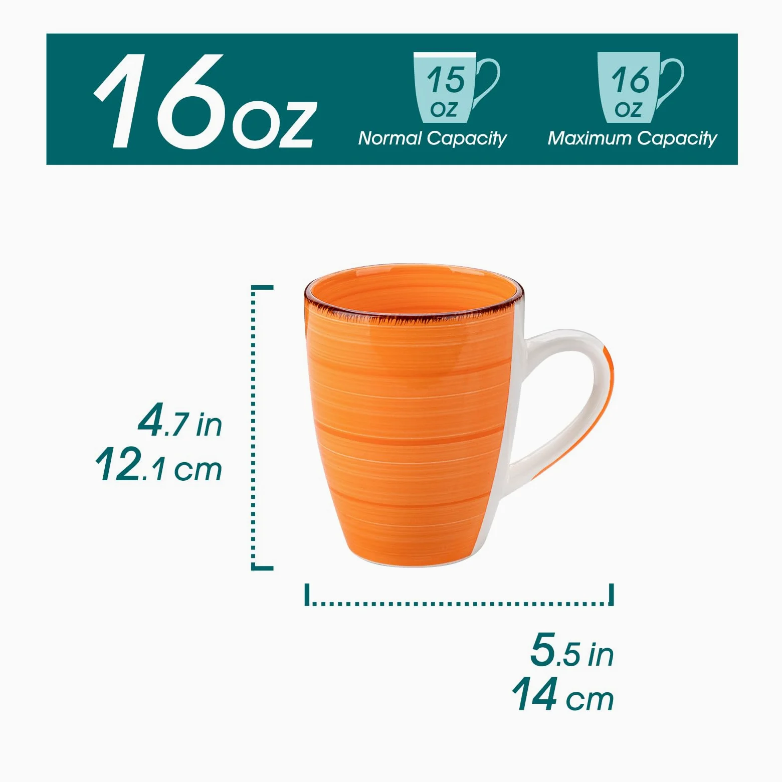 vancasso BONITA Set 6 Tazas de Café, 16 OZ Tazas Desayuno Mugs on Asas, Pintada a Mano Juego de Tazas de Leche de Gres, Microondas y Lavavajillas, Multicolor
