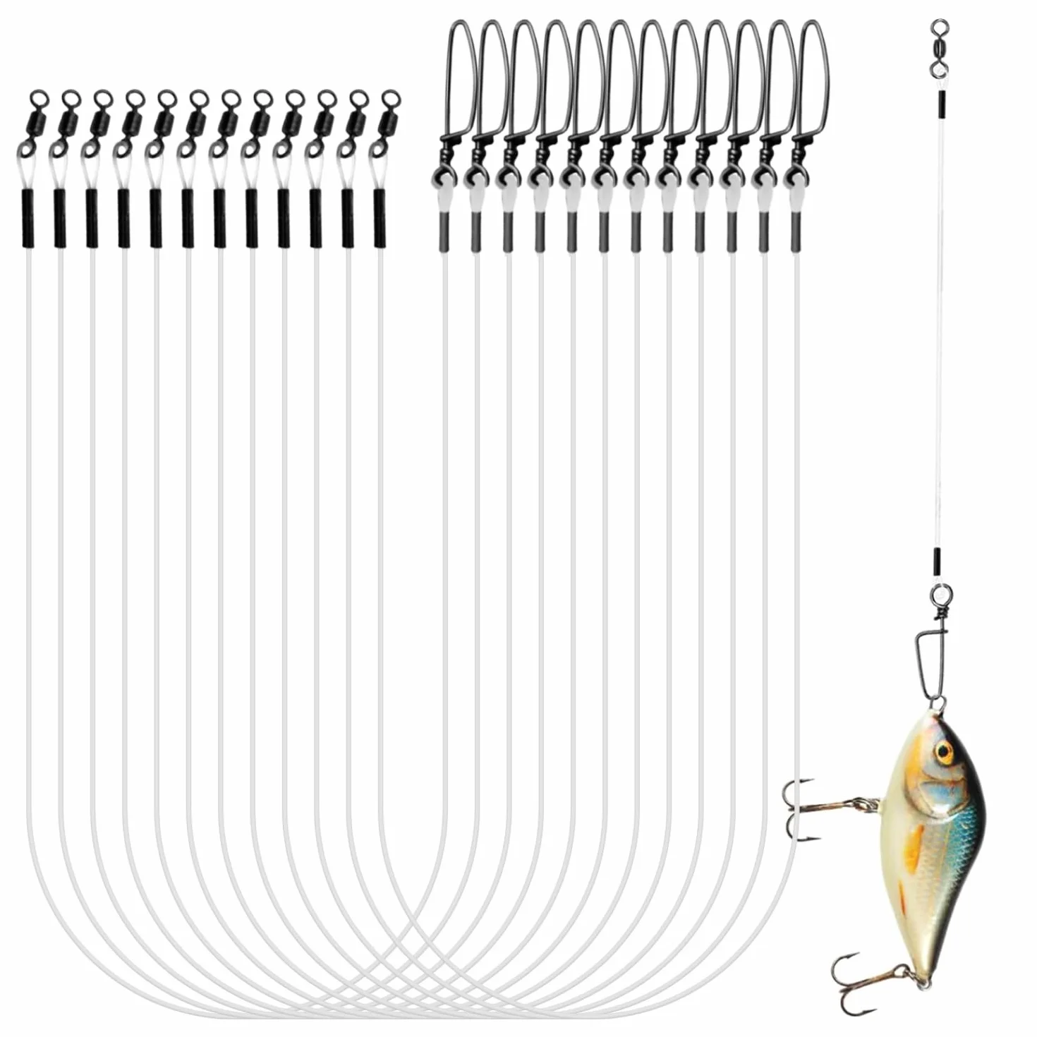Fluorocarbono Líder de Pesca 12 con Rotor y Broches para Carpfishing Agua Salada