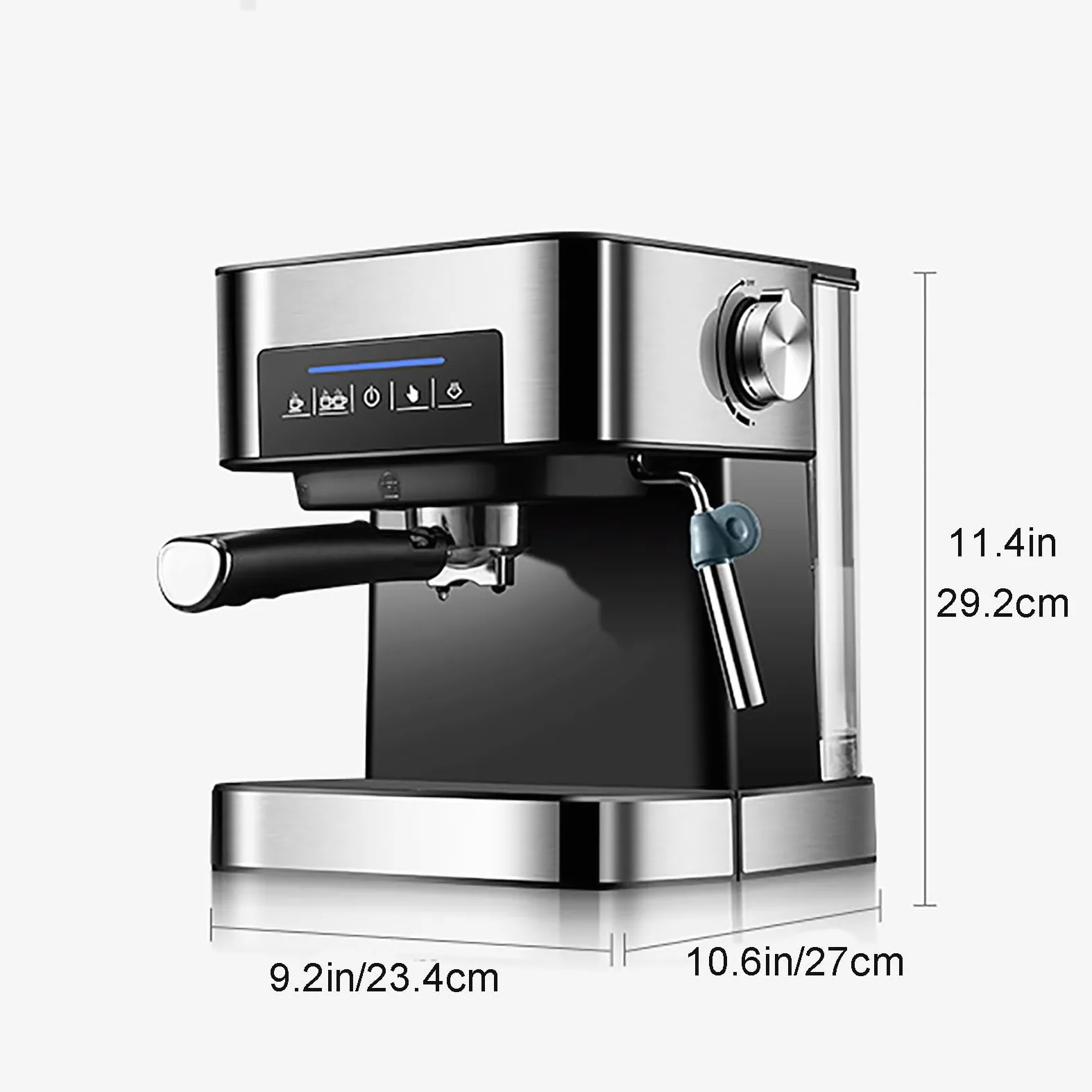 Máquina de café expreso, bar, cafetera con espumador de leche con leche, café molido y mango de café de cápsulas, máquina de espresso para el hogar