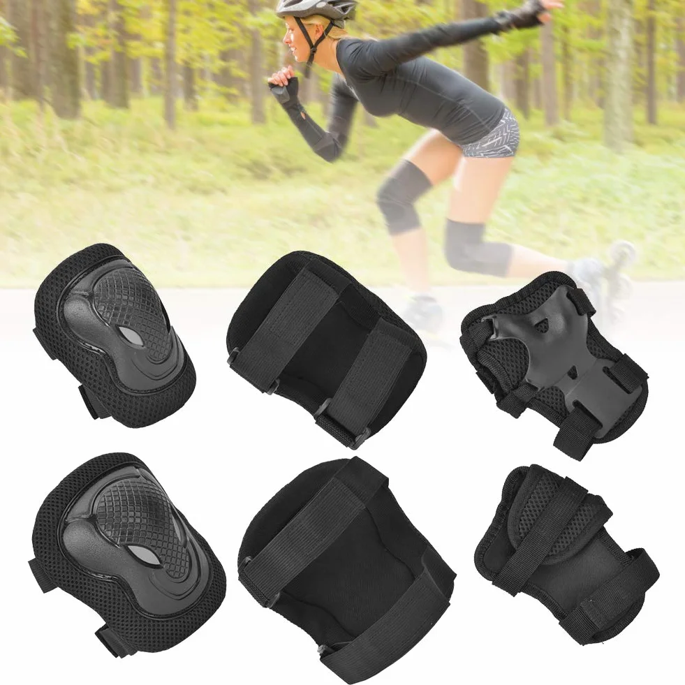 Conjunto de Protección para Patines, Resistente y Transpirable, Almohadillas Gruesas para Adultos, Rojo y Negro