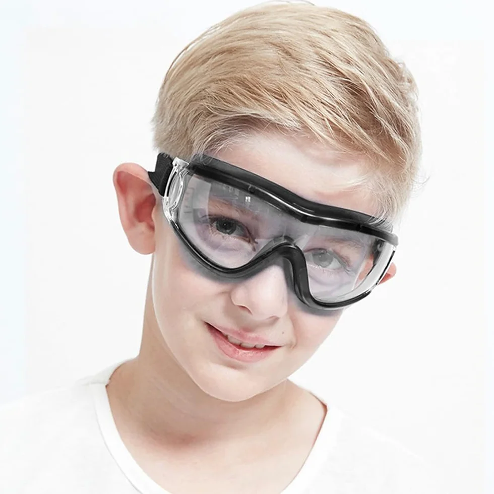 Gafas de seguridad para niños para Nerf Jugar, antigolpes, antivaho, correa ajustable, ajuste para 5-12 años