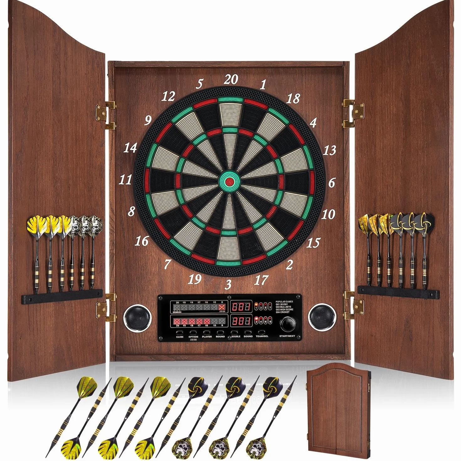 Diana Electronica Profesional Dardos de Bronce Modo de Juego Cricket Puertas de Gabinete de Madera