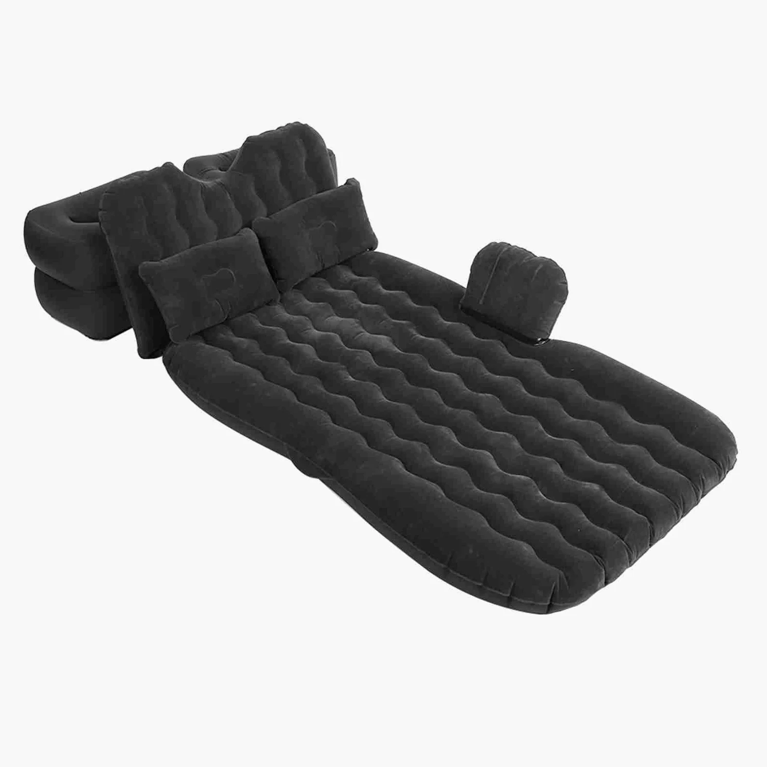 Fdit Colchón de Cama Inflable Soporte Fuerte Almohada Cómoda Adecuada para Acampar en Bote de Flotación, PVC Suave (Black)