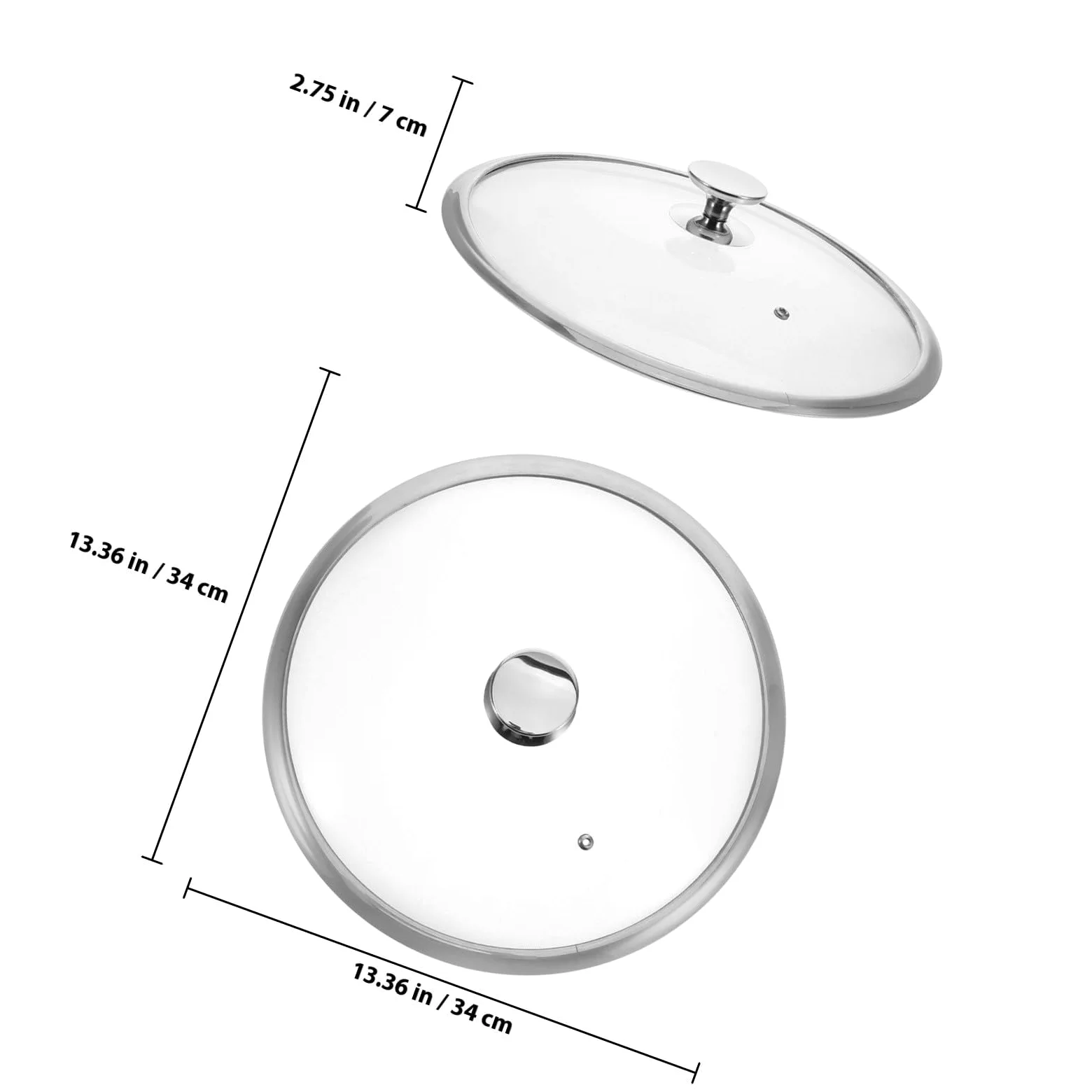iplusmile Tapa de Sartén y Olla de Acero Inoxidable de 34cm Borde Reforzado, Diseño Elegante y Fácil de Limpiar para Cocina Segura y Moderna