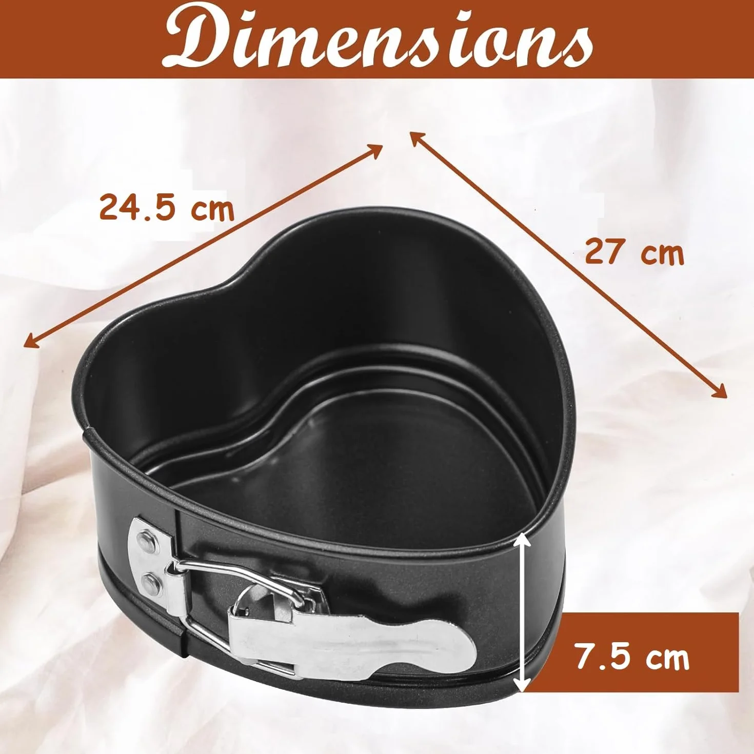 CHEFZOCO Molde repostería corazón, Molde para enamorados, Molde para Horno, Molde san valentín, Molde Pasteles, Soporta hasta 230ºC, Antiadherente, Liberación rápida Clip-Clap, Diámetro 27x24.5 cm