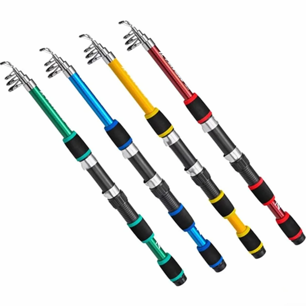 YJDOORPLAY Carrete de caña de pescar telescópica fibra de carbono 1,8 m plegable agua dulce salada