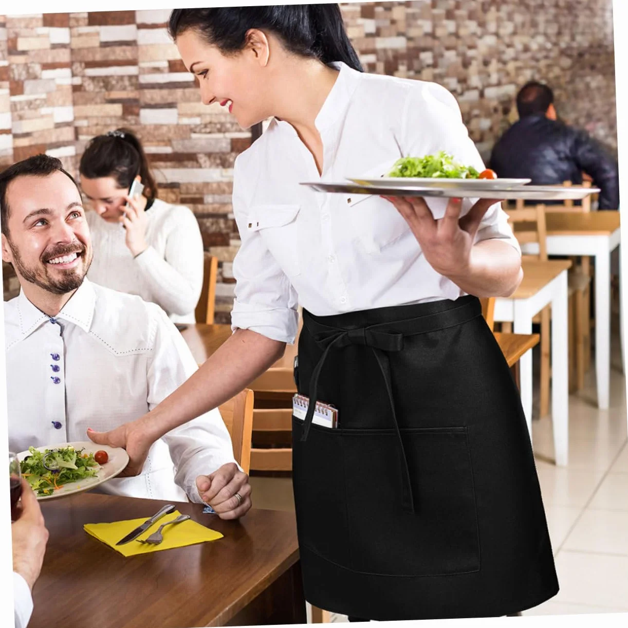 ABOOFAN 5 Piezas Delantal Corto con Bolsillos para Teterías y Cafeterías Unidades para Personal de Servicio y Restaurantes