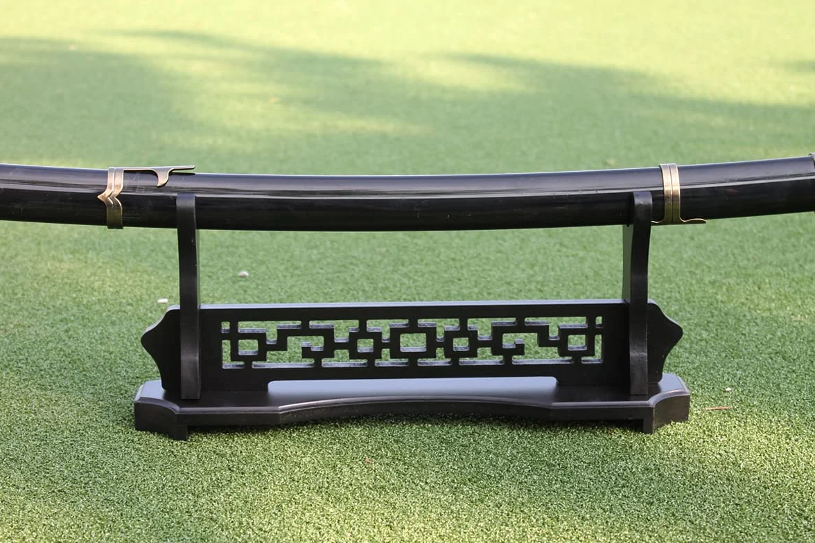 WANLIAN Espada de Mesa de Madera Maciza Samurai Gladiador Exhibición Estantería Diseño Talla Hueca 1 Tier