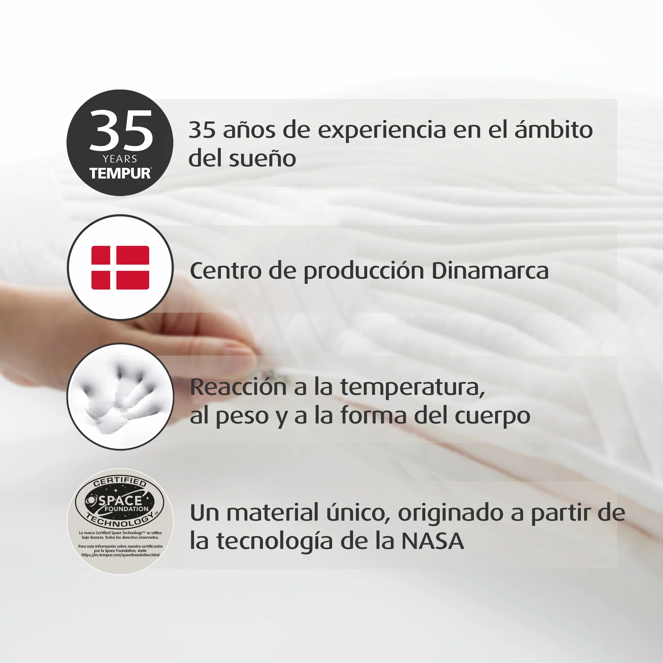 TEMPUR Comfort Medium Almohada para Dormir, Almohada clásica para Todas Las Posiciones de Dormir, Funda Lavable, Oeko-Tex Made IN Green, sensación de firmeza Media, 40 x 80 cm