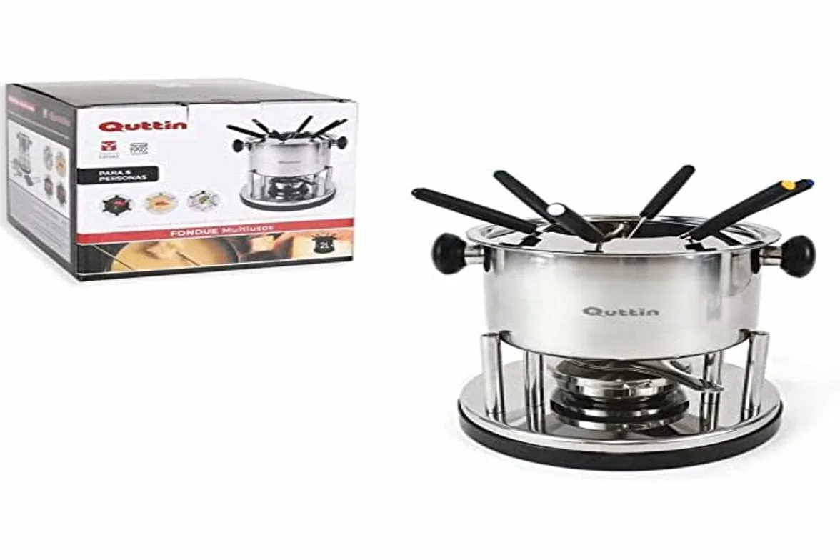 Quttin Fondue Multiusos 2L. 6 Personas, Acero Inoxidable, Multicolor