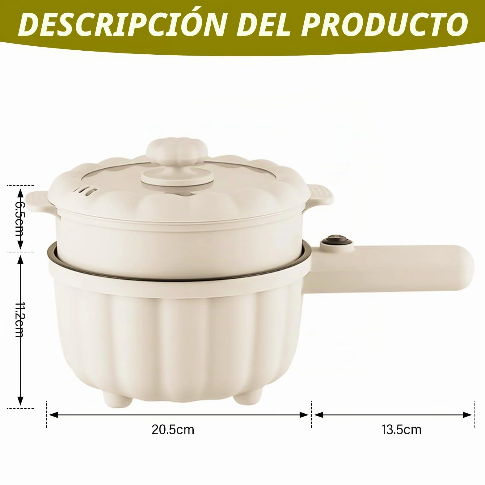 Olla eléctrica de 2 litros con vapor, olla caliente eléctrica, mini multicocina antiadherente, antiadherente mini sartén eléctrica, cocina ramen rápida para el hogar, oficina dormitorio