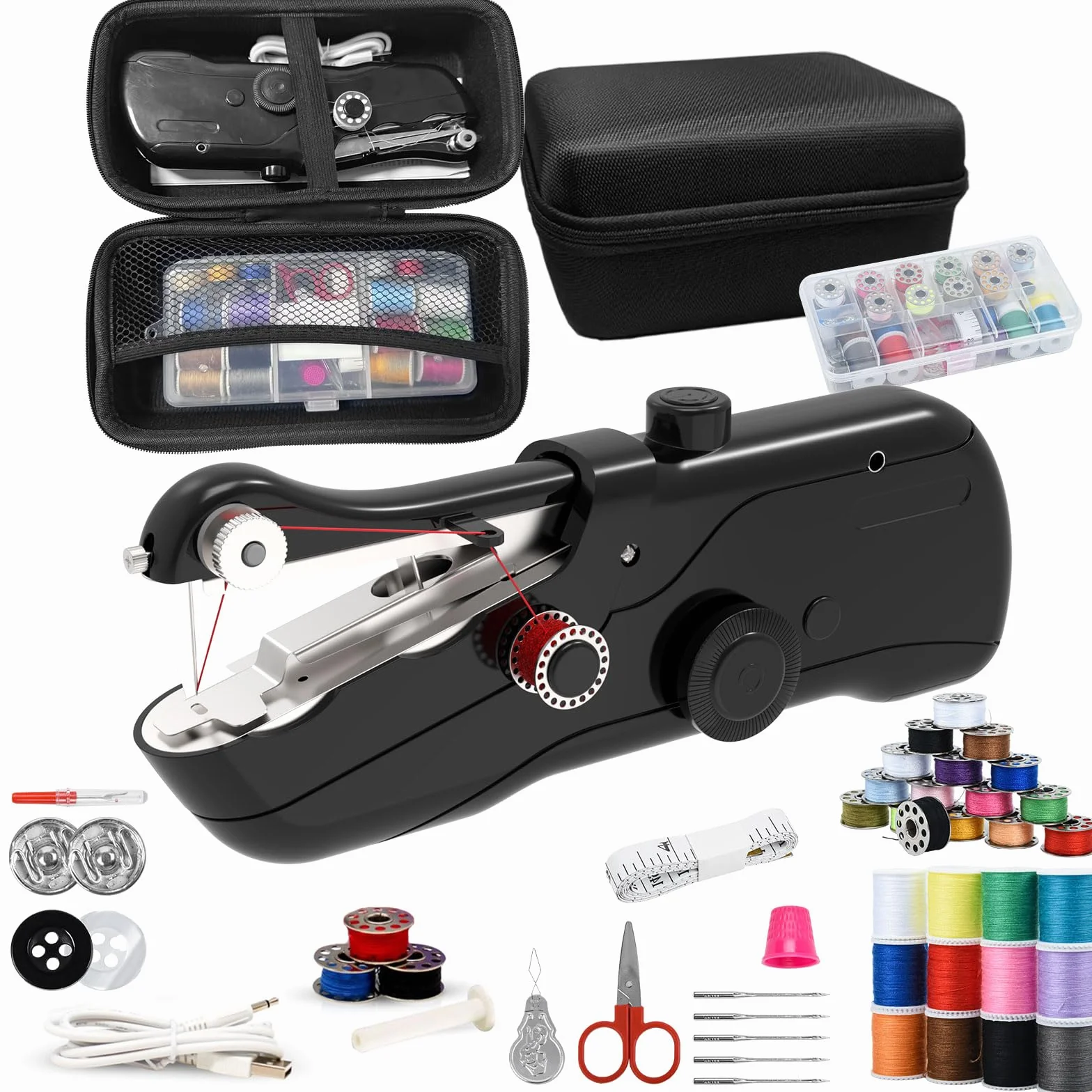 Kit de costura para principiantes con máquina de coser de mano de almacenamiento