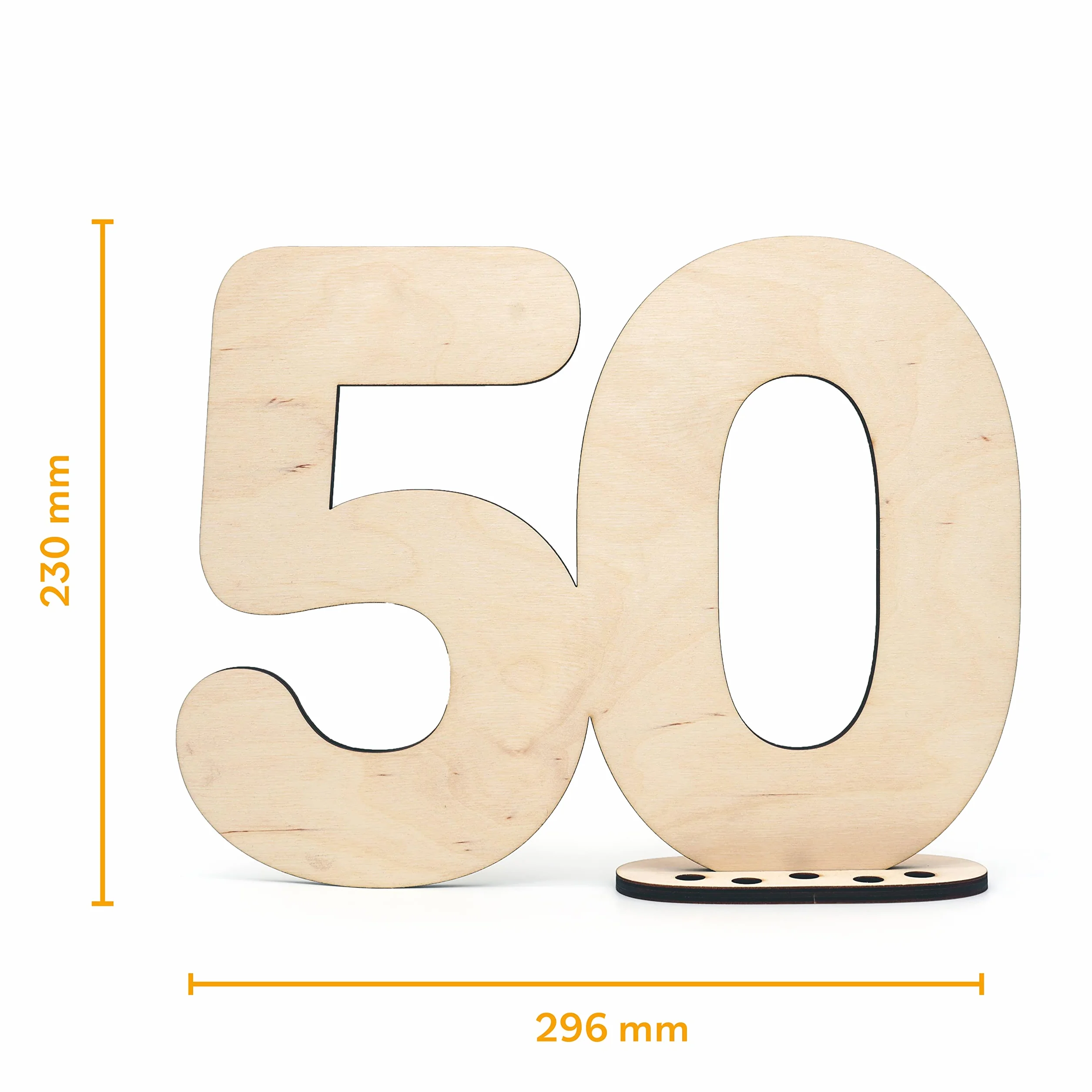 Libro de visitas de madera con cartel decorativo número 50 – para escribir como regalo con soporte y portavelas – para decoración de 50. cumpleaños, 50 años de aniversario