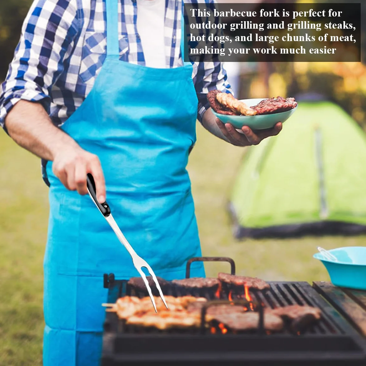Tenedor para carne ReaNea, tenedor de cocina para tallar acero inoxidable de alta resistencia, tenedor para servir parrilla con mango resistente al calor, fácil de limpiar