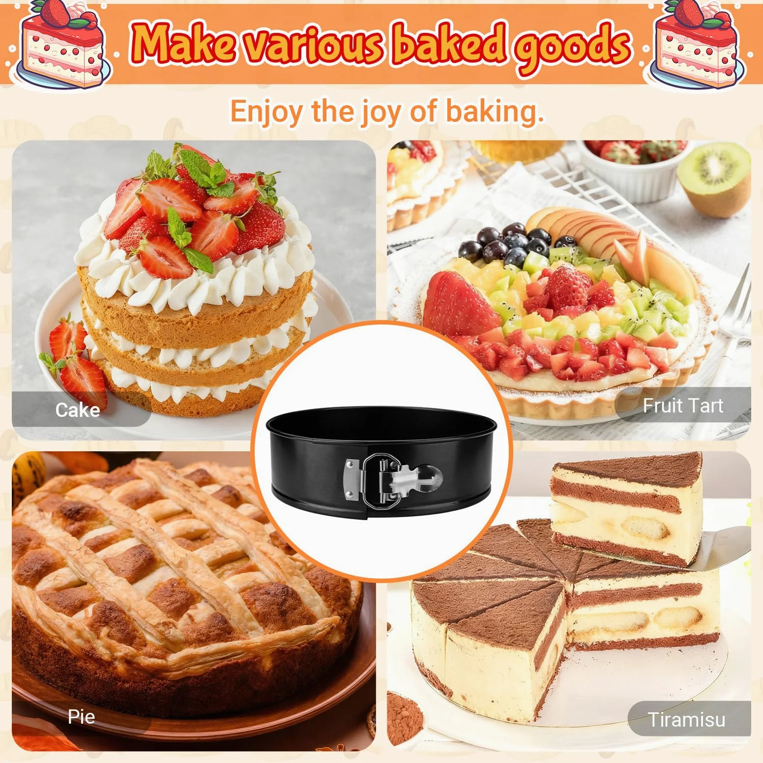 LELE LIFE Paquete de 2 moldes desmontables de 18,5 cm, antiadherentes con parte inferior extraíble, molde redondo para tartas de queso a prueba de fugas para hornear (7 pulgadas)