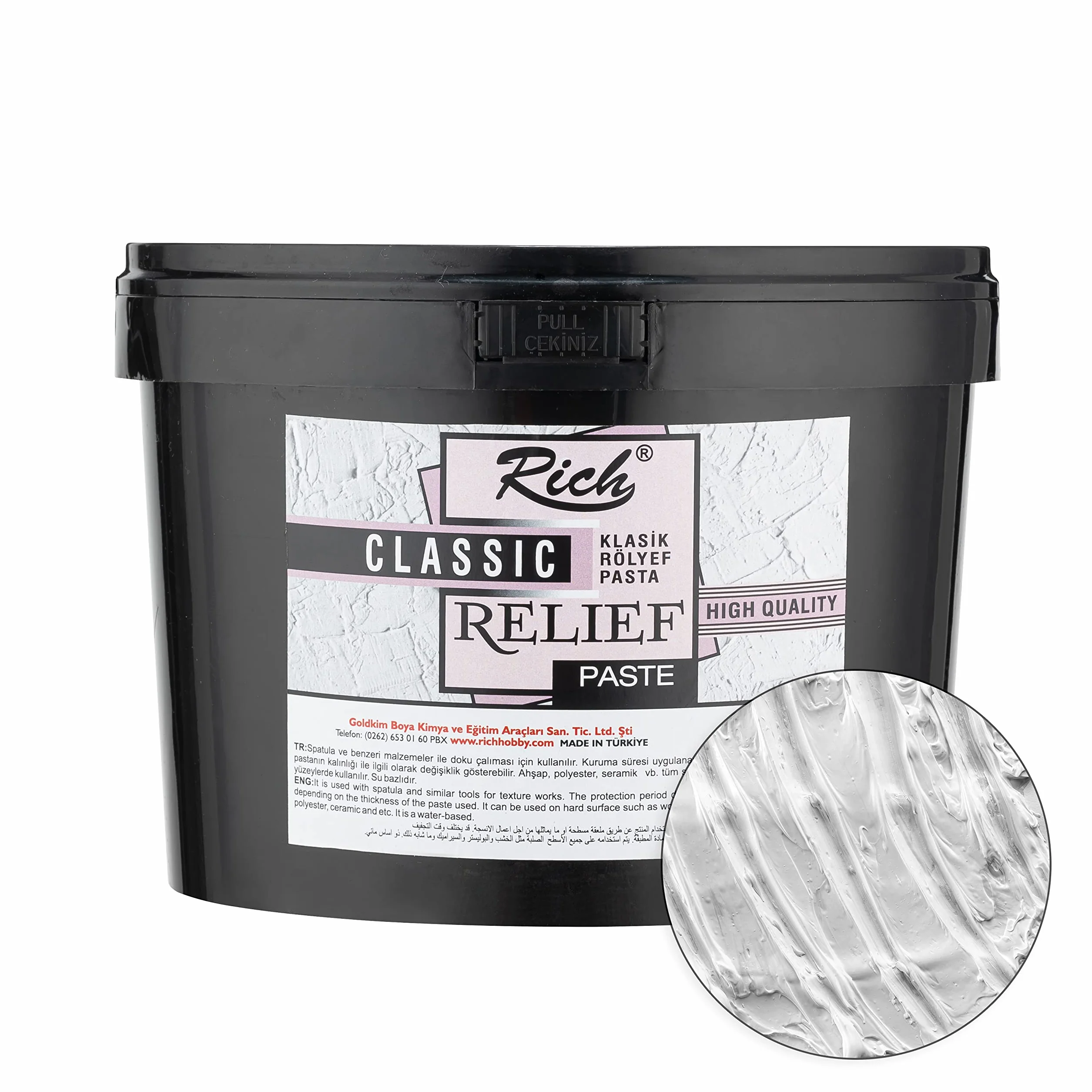 Rich Masilla fina de 3500 gr en cubo, color blanco, masilla para modelar, para modelar, pasta de modelado de grano fino, ideal también como masilla o masilla