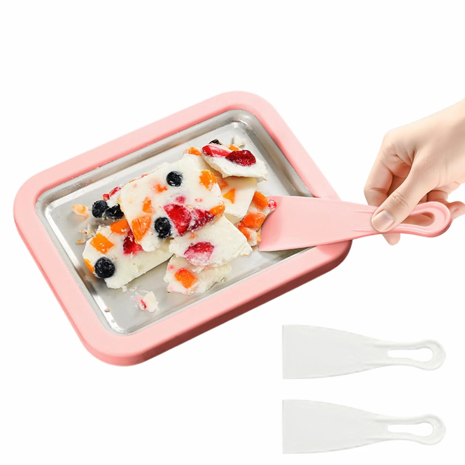 Máquina Para Hacer Enrollado,Bandeja para Rollos de Yogur - Placa Fría Instantánea Con 2 Espátulas | para Adultos Cocina Doméstica Reuniones Familiares Exterior Vacaciones Cocina