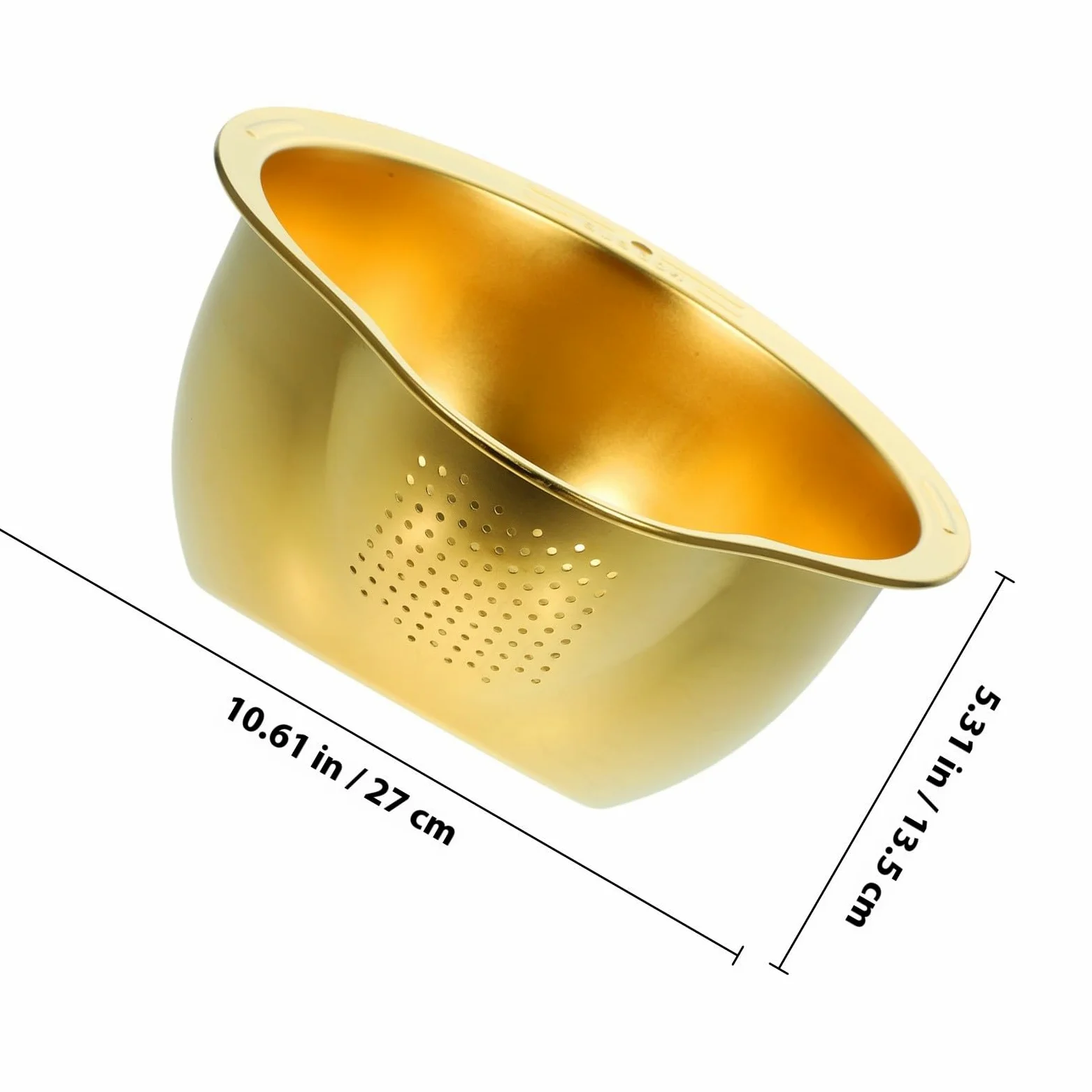 VALICLUD Colador de Cocina de Acero Inoxidable Dorado para Escurrir Verduras y Fideos, Cesta Estable para Almacenamiento y Lavado en Hogar