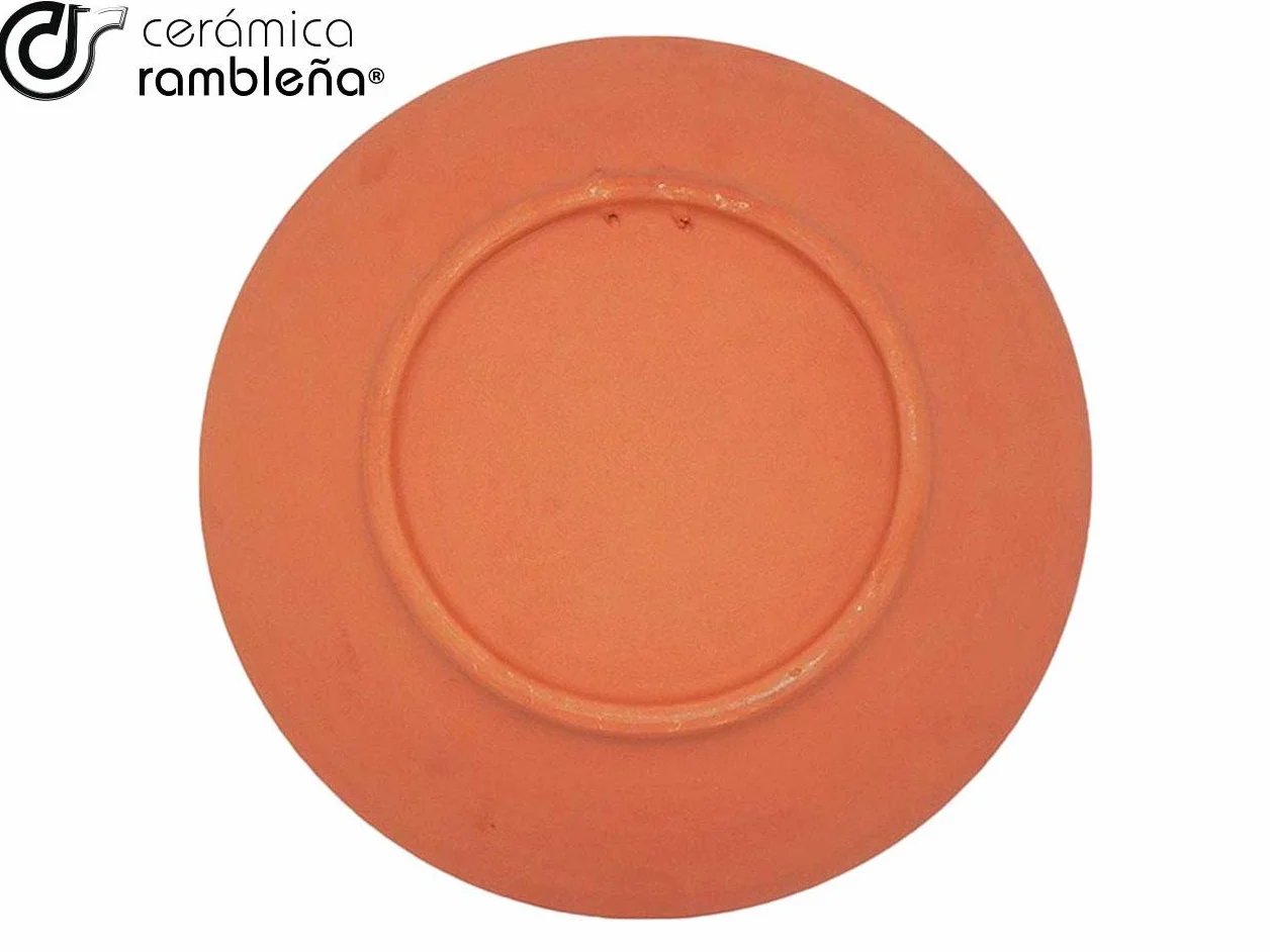 CERÁMICA RAMBLEÑA | Plato Decorativo para Colgar en Pared | Plato de cerámica | Plato decoración | Plato de Barro Rojo - Modelo D21 | 100% Hecho a Mano | 28x28x4.5 cm